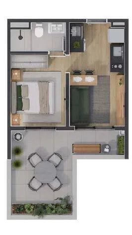 Planta do myID Tucuruvi Unique em Tucuruvi — 1 dormitório, 37,99 m²