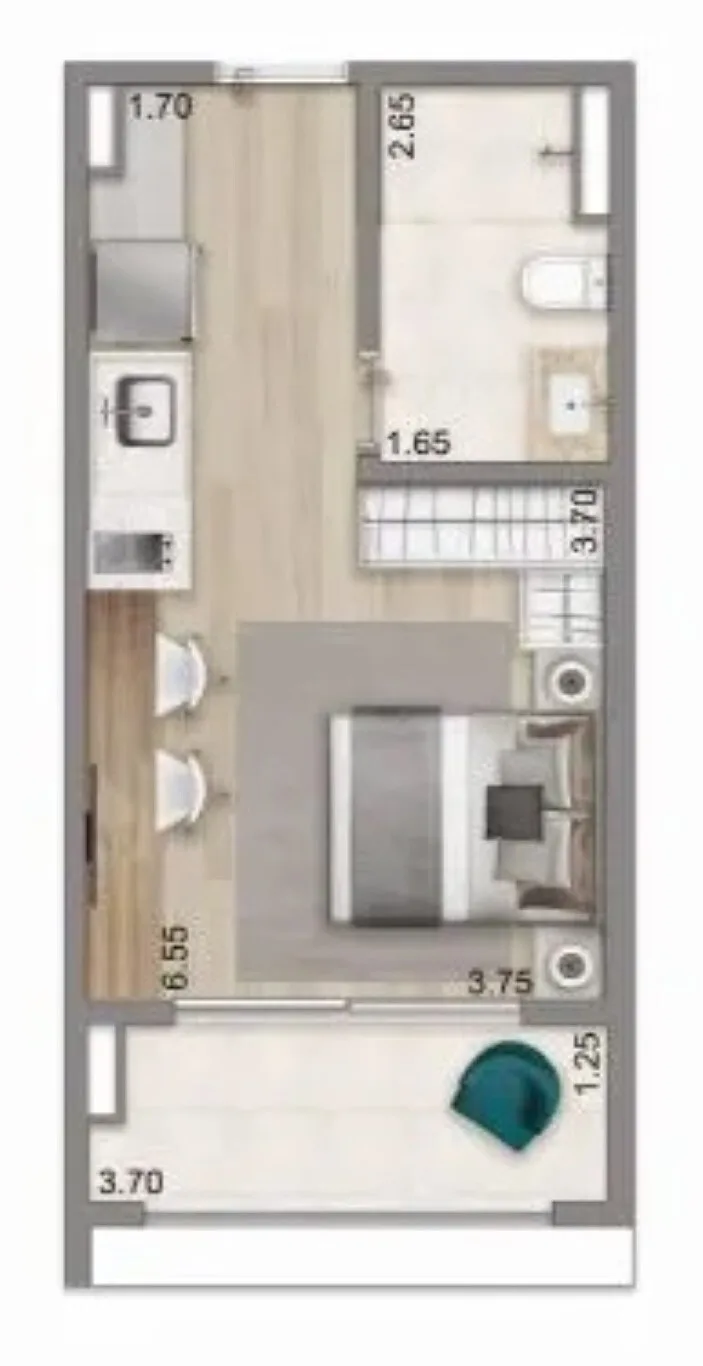 Planta do N.A.U. Klabin by Cyrela em Chácara Klabin — studio de 32 m²