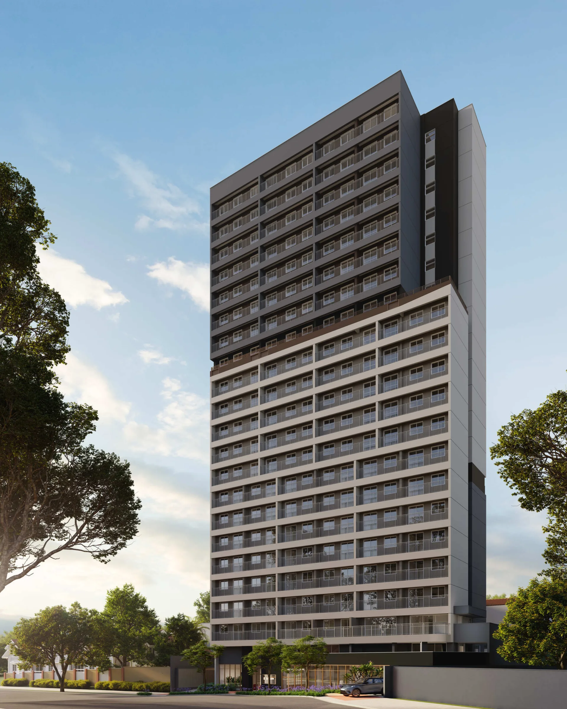 Fachada do Near Guarapiranga Living, lançamento em São Paulo