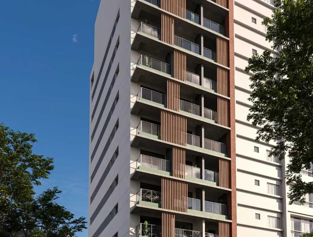 Fachada do New Studio Paulista, lançamento em Bela Vista, São Paulo