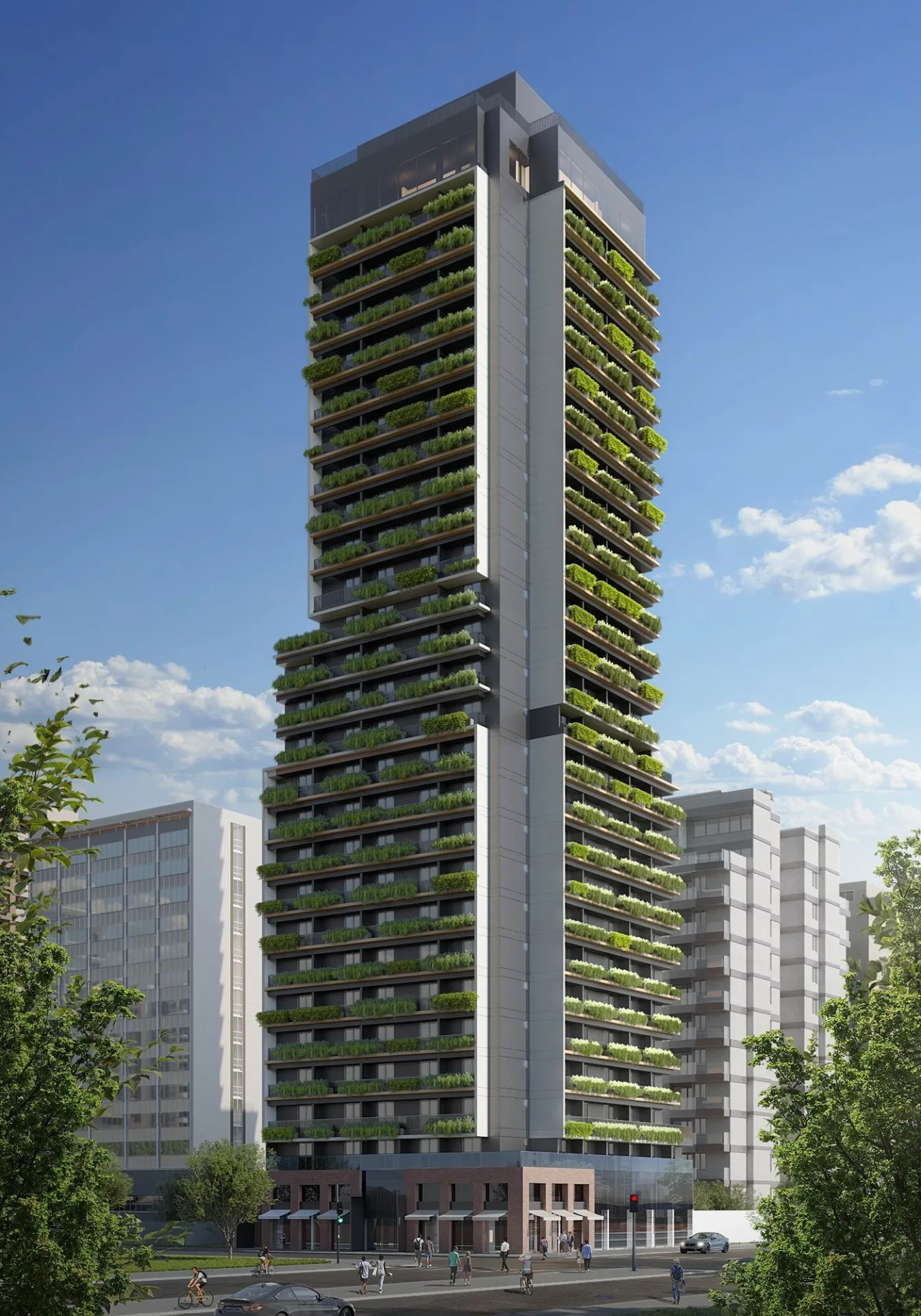 Fachada do Nex One Balthazar, lançamento em Vila Nova Conceição, São Paulo