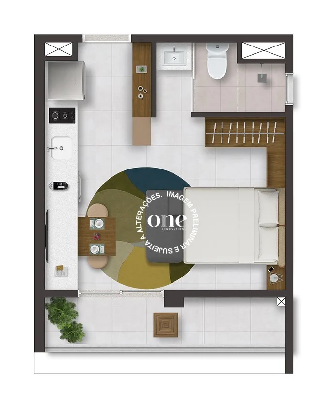 Planta do Nex One Balthazar em Vila Nova Conceição — studio de 26 m²