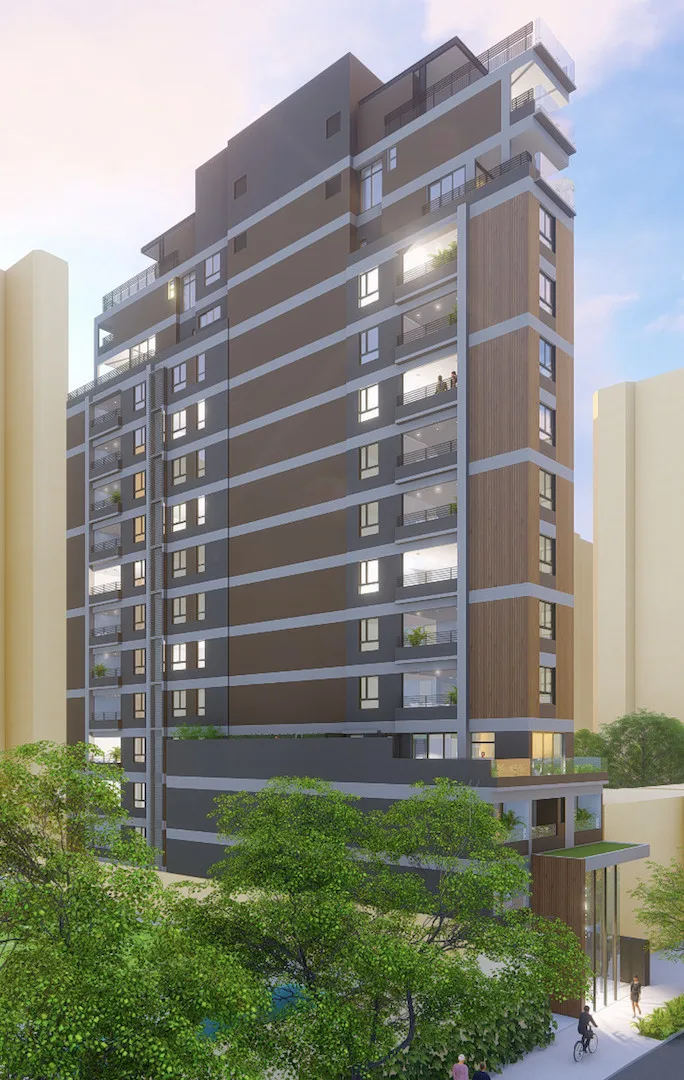 Fachada do Next Home Design, lançamento em Vila Nova Conceição, São Paulo