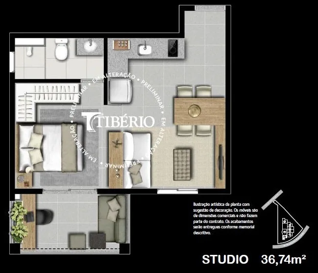 Planta do Nico Vila Mariana em Vila Mariana — studio de 36 m²