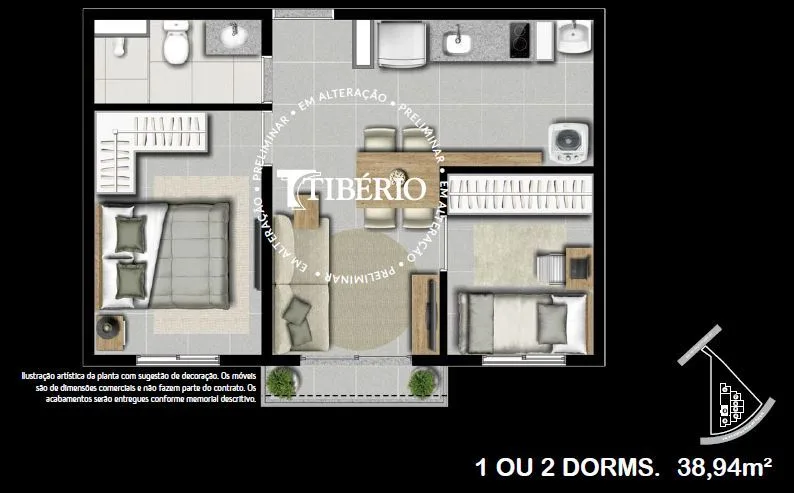 Planta do Nico Vila Mariana em Vila Mariana — 2 dormitórios, 38 m²
