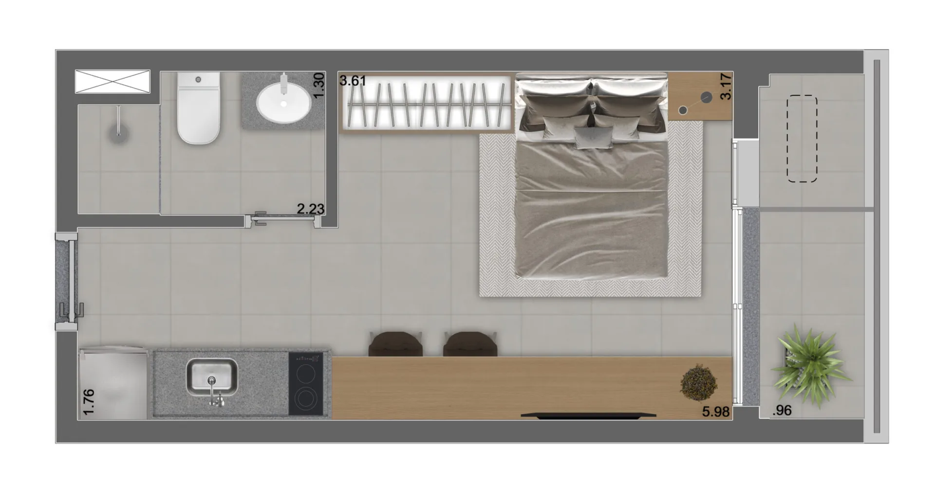 Planta do Nik Estilo Paulista em Vila Mariana — 1 dormitório – 25 m² Studio
