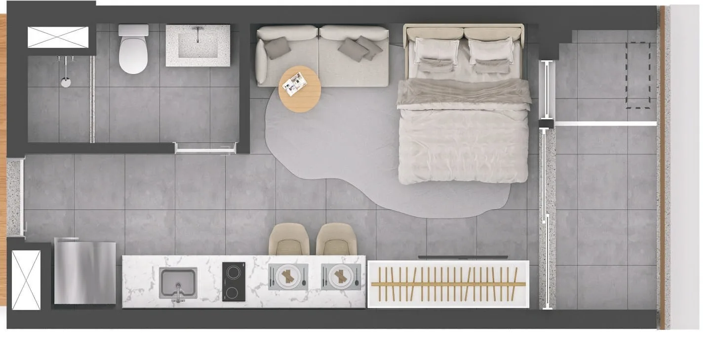 Planta do Nik Faria Lima em Pinheiros — 1 dormitório – 24 m² Studio