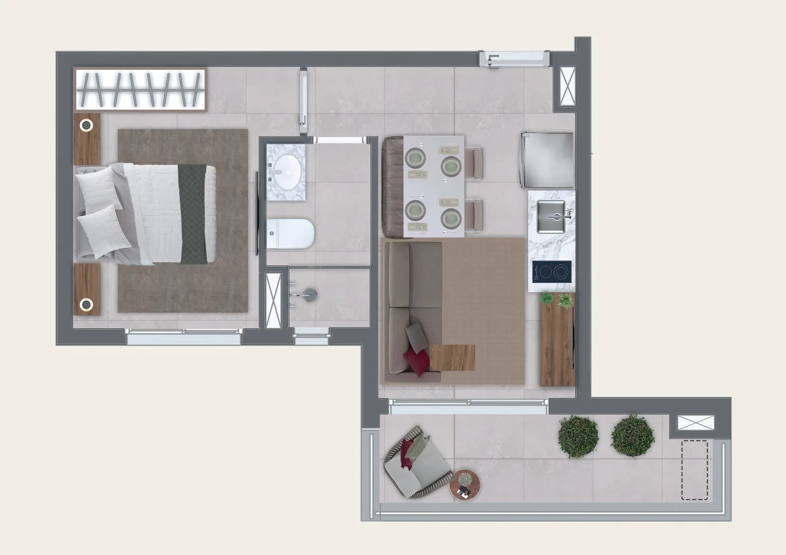Planta do Nik Paradiso em Vila Mariana — 1 dormitório, 35,08 m²