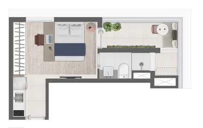 Planta do Nik Paulista em Consolação — 1 dormitório – 31 m² Studio