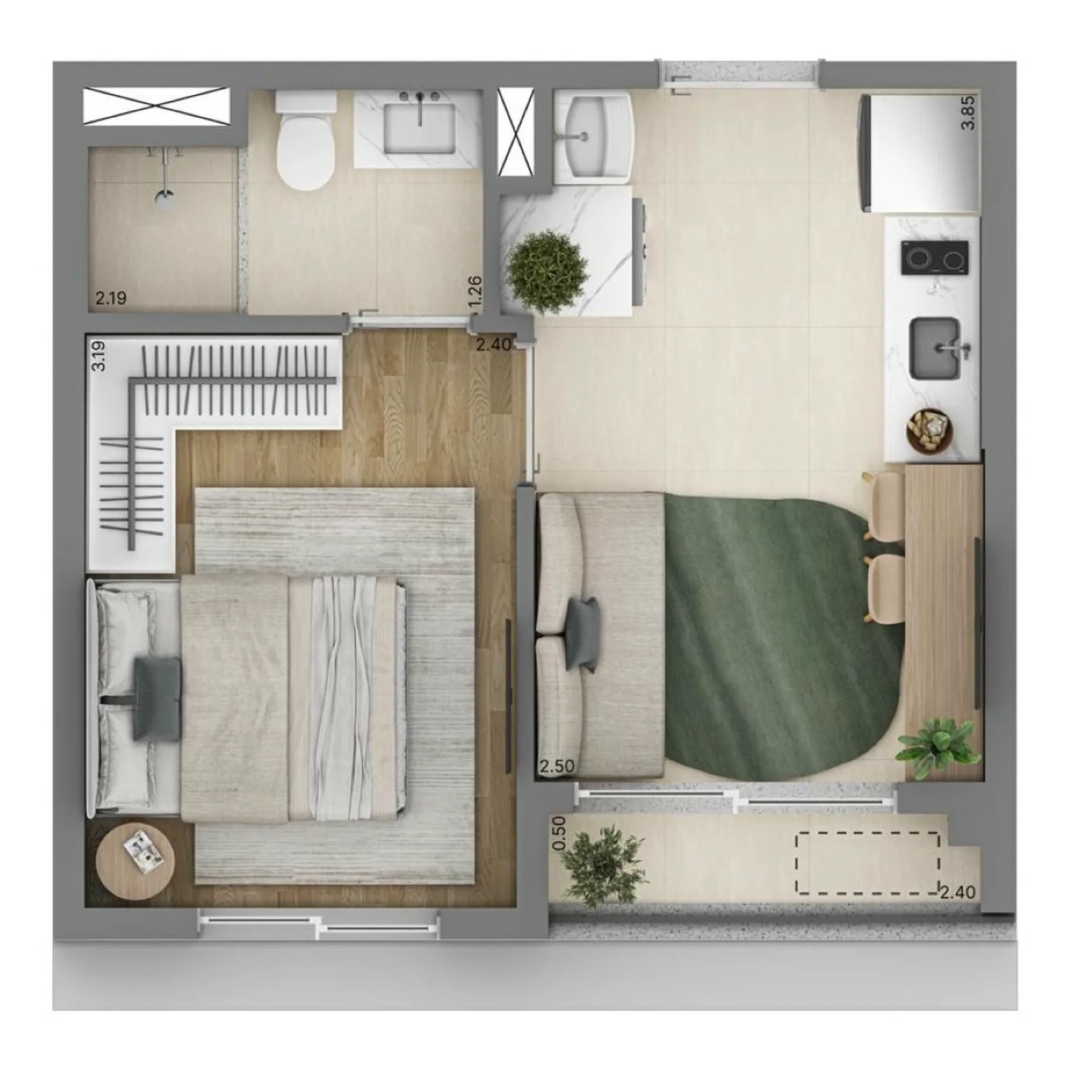 Planta do Nik Vila Mariana em Vila Mariana — 1 dormitório, 24 m²