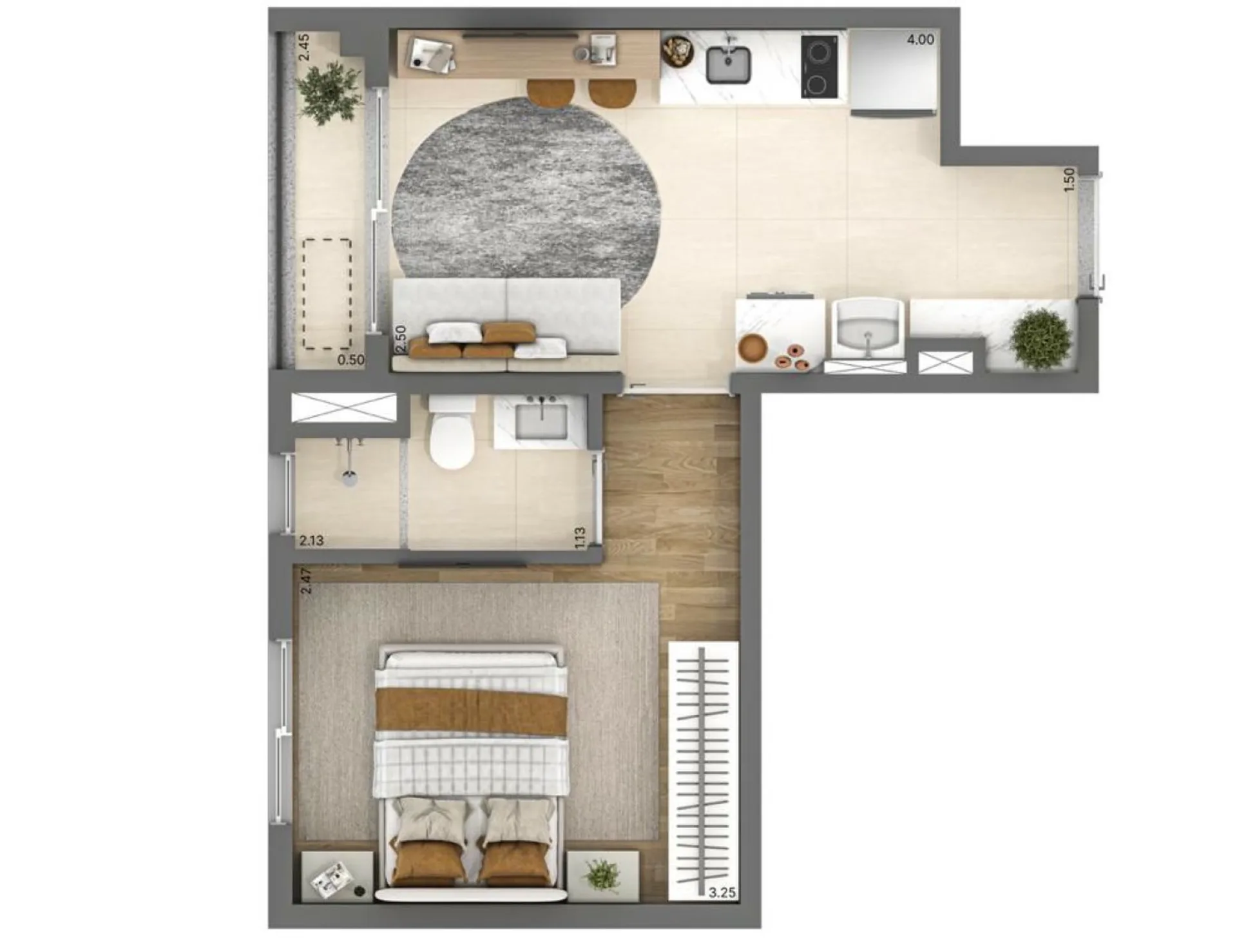Planta do Nik Vila Mariana em Vila Mariana — 1 dormitório, 28 m²