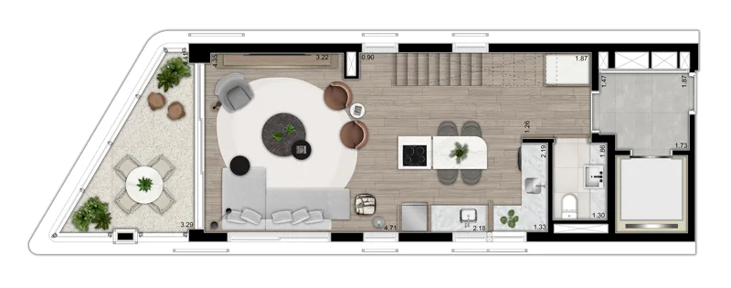 Planta do NOON Alto de Pinheiros em Alto de Pinheiros — 2 dormitórios, 120 m²