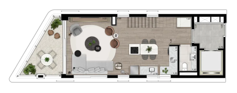 Planta do NOON Small Luxury Apartments – Alto de Pinheiros em Alto de Pinheiros — 2 dormitórios – 120 m² Cobertura
