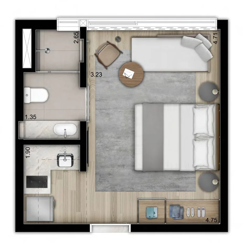 Planta do NOON Vila Madalena em Vila Madalena — 1 dormitório, 25 m²