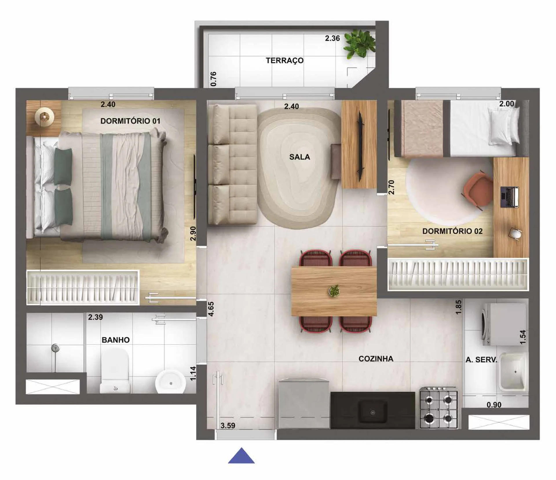 Planta do Nova Leopoldina Condomínio Art em Vila Leopoldina — 2 dormitórios, 36,80 m²