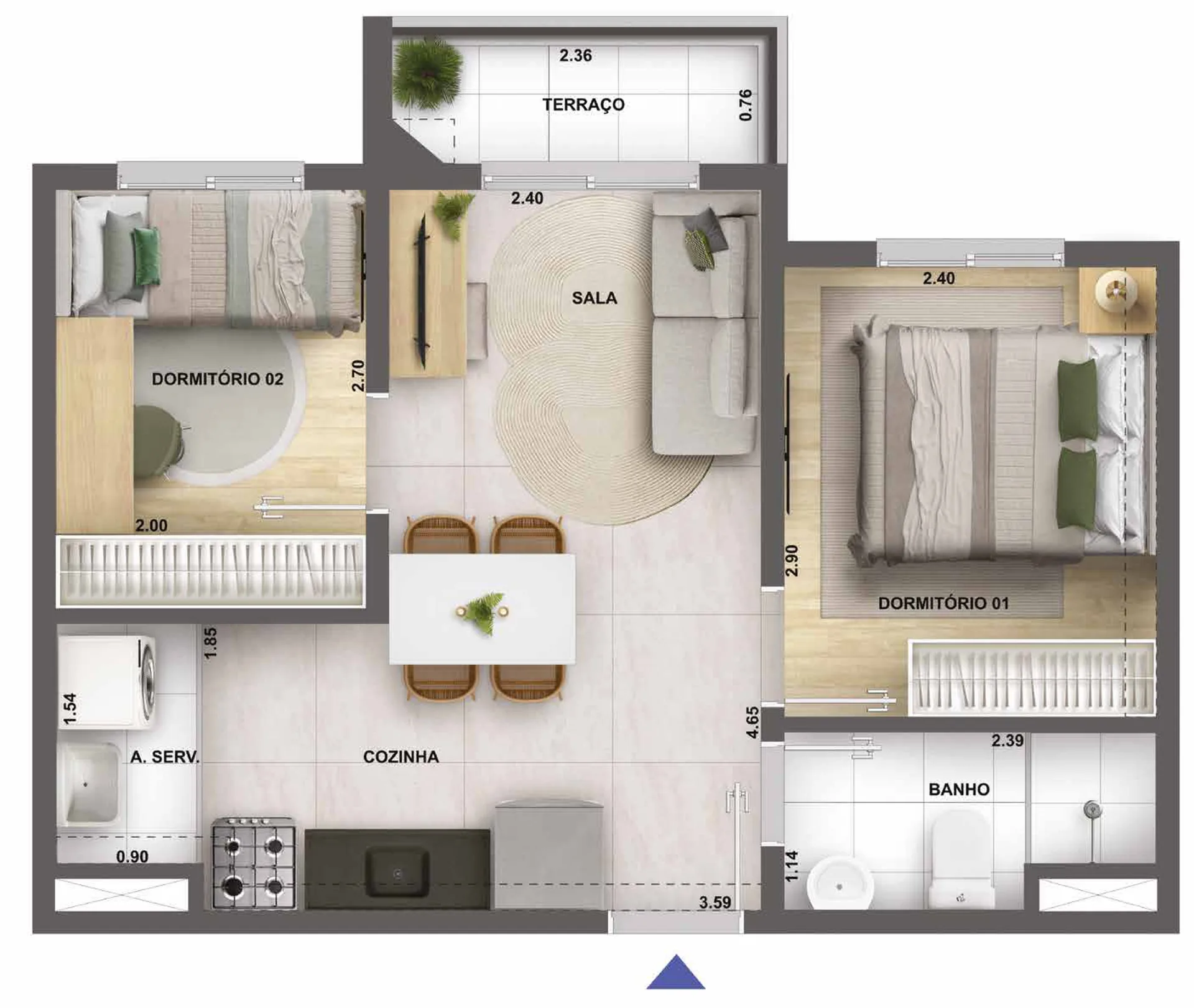 Planta do Nova Leopoldina Condomínio Art em Vila Leopoldina — 2 dormitórios, 36,83 m²