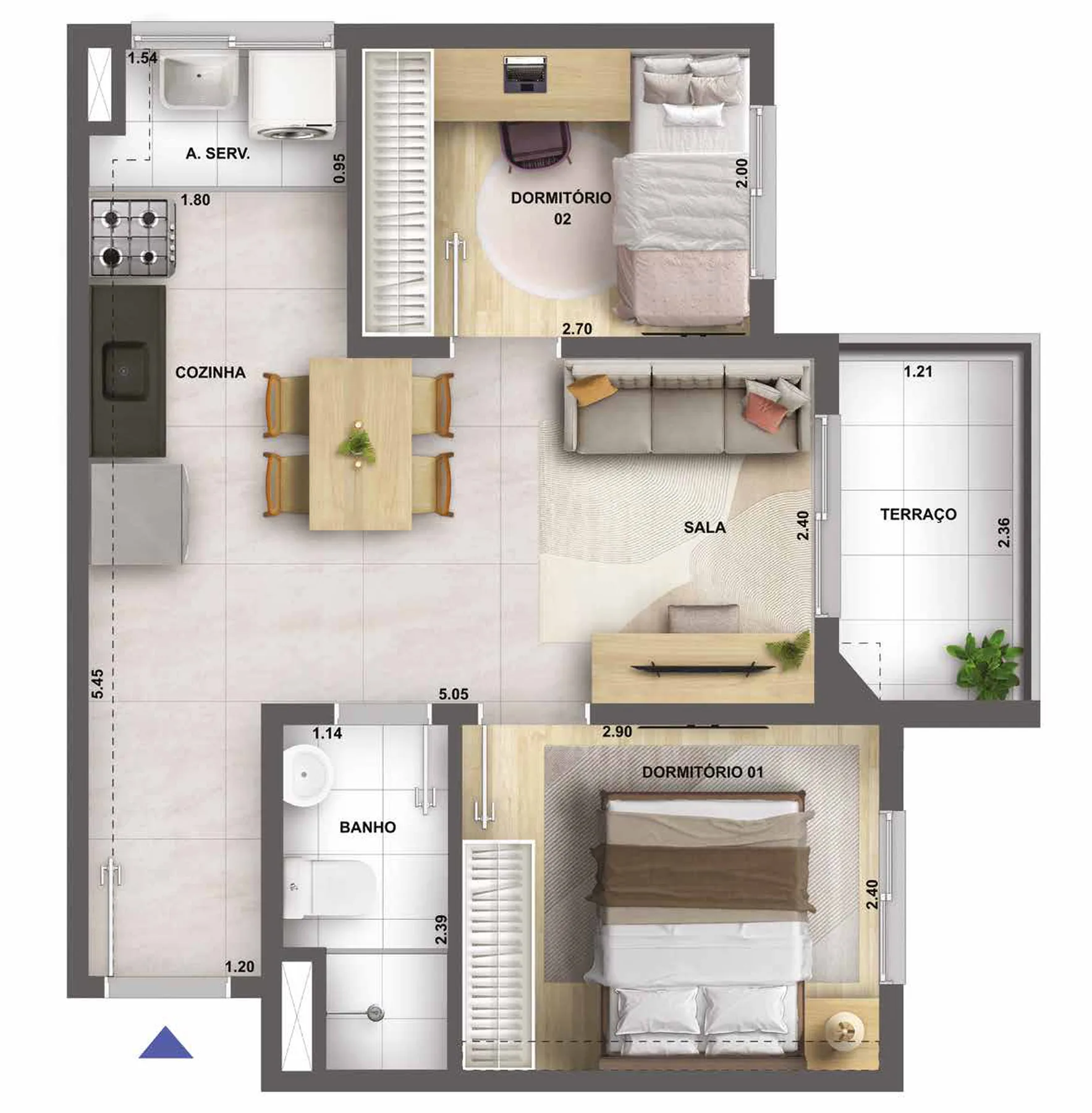 Planta do Nova Leopoldina Condomínio Art em Vila Leopoldina — 2 dormitórios, 41,63 m²