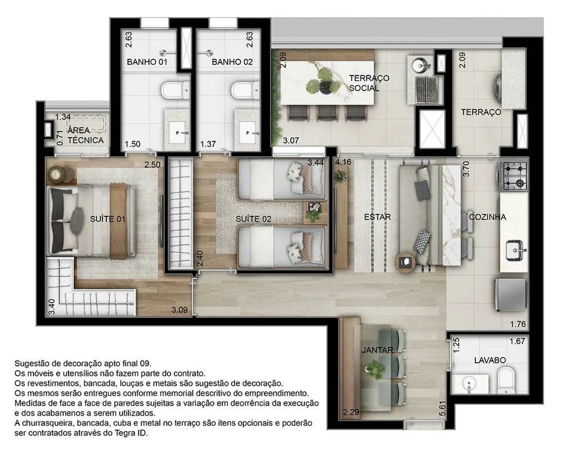 Planta do Nova Vivere em Lapa — 2 dormitórios, 72 m²