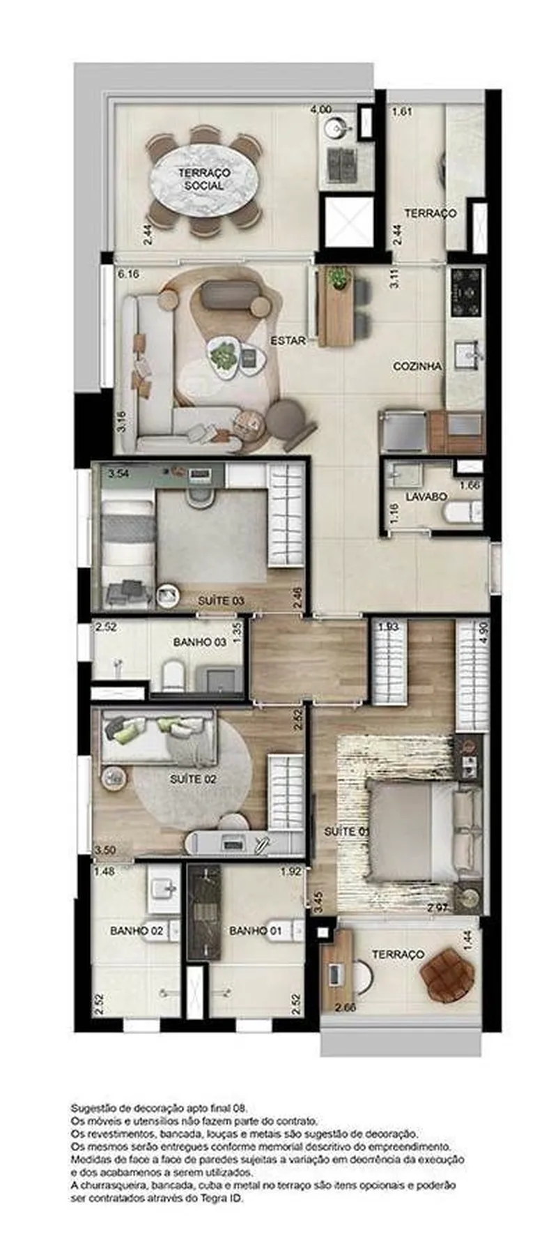 Planta do Nova Vivere em Lapa — 3 dormitórios, 105 m²