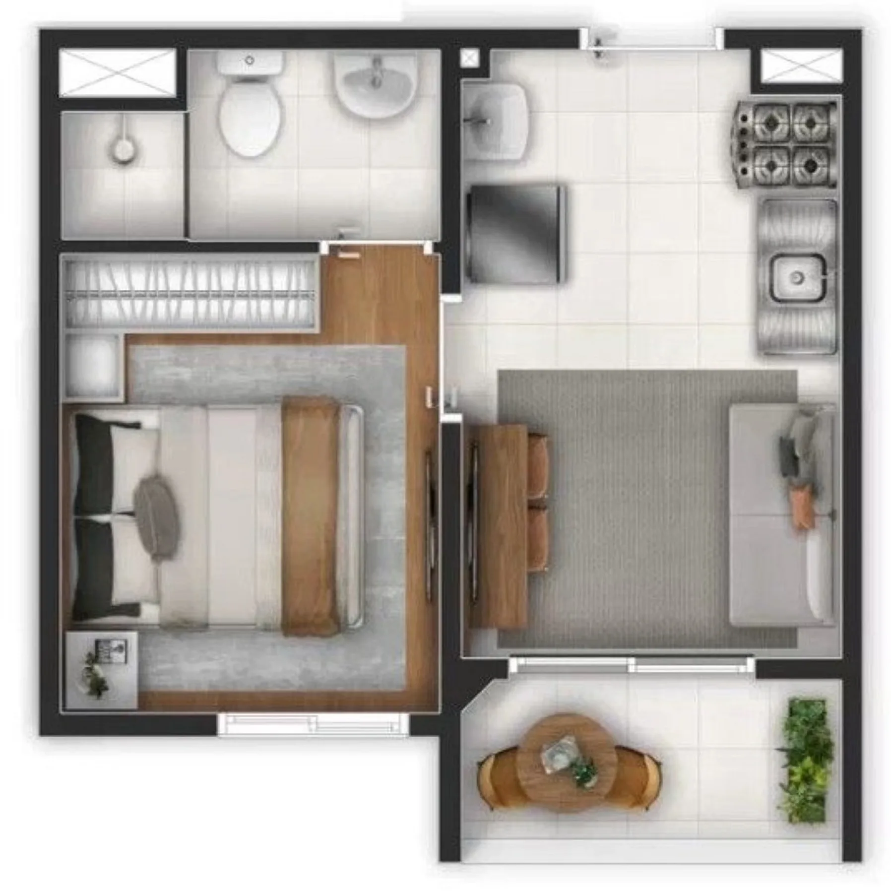 Planta do Novvo Estação Largo Treze em Santo Amaro — 1 dormitório, 25 m²