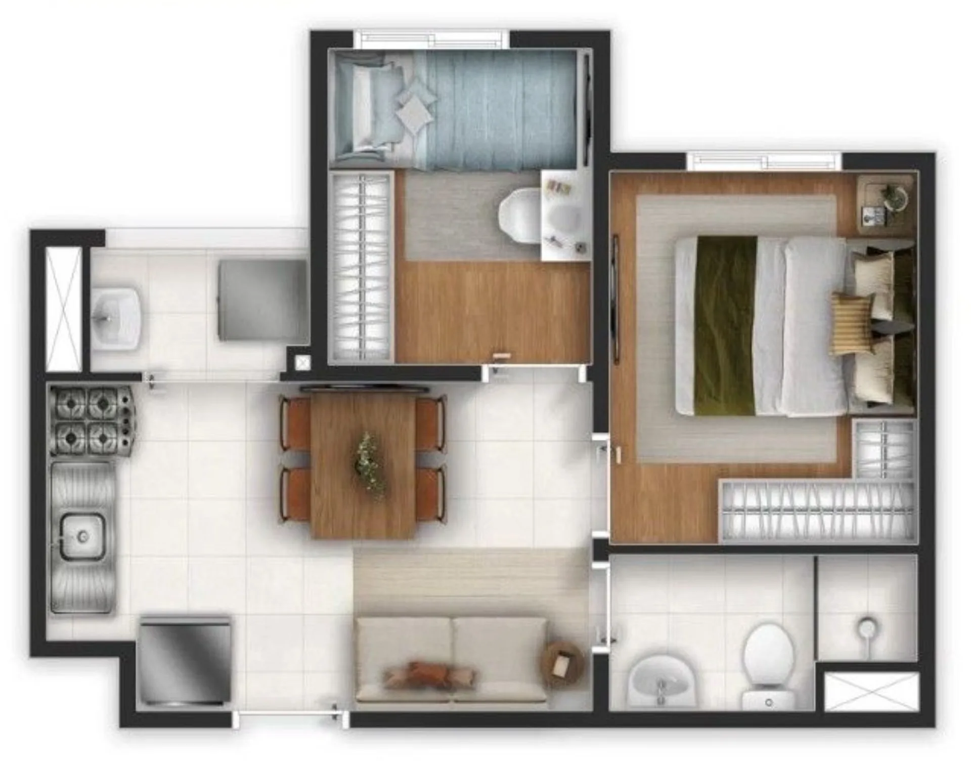 Planta do Novvo Estação Largo Treze em Santo Amaro — 2 dormitórios, 31 m²