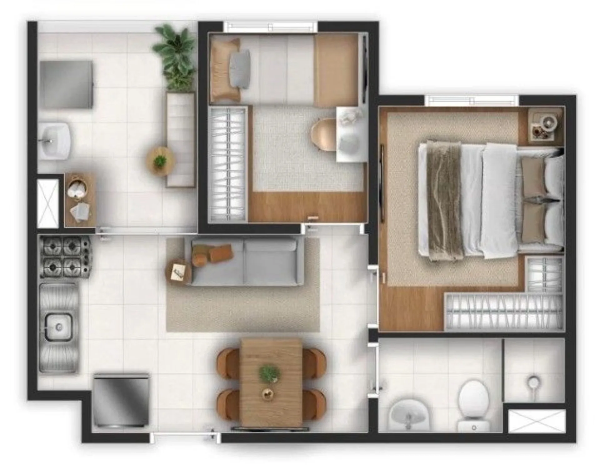 Planta do Novvo Estação Largo Treze em Santo Amaro — 2 dormitórios, 34 m²