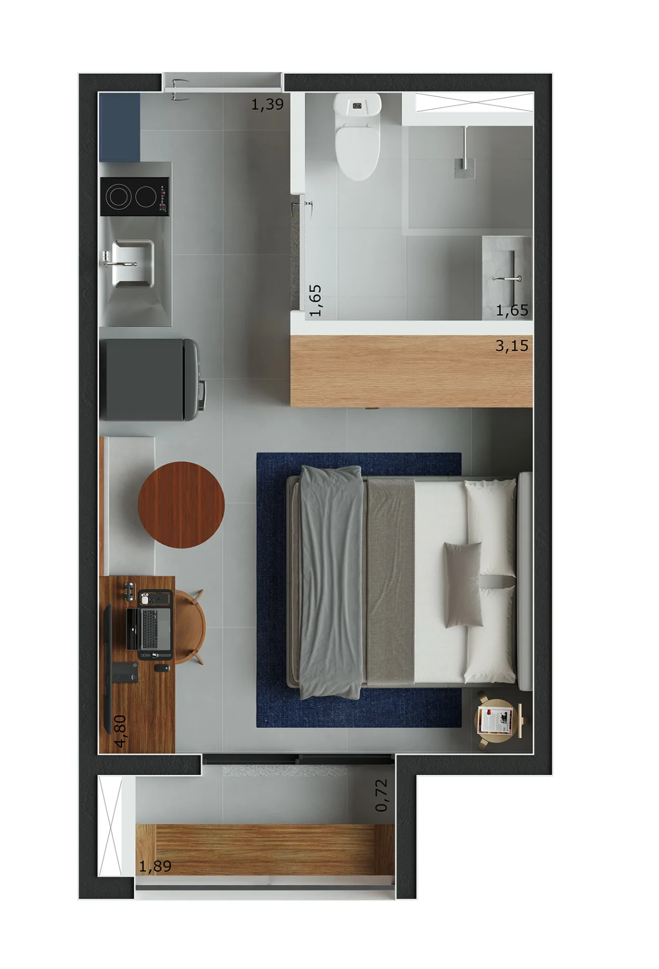 Planta do Nurban Barão de Campinas em Santa Cecília — studio de 18,80 m²