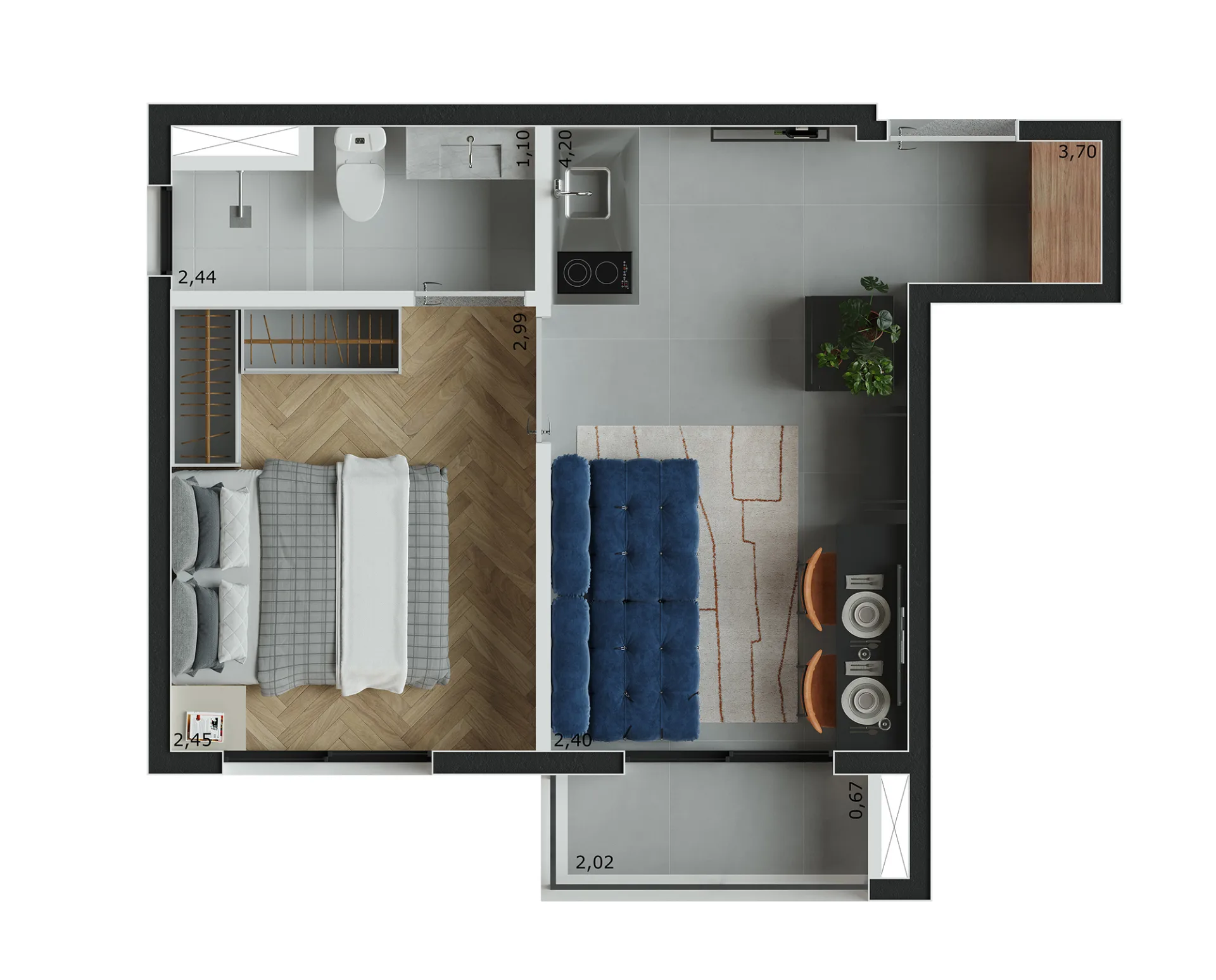 Planta do Nurban Barão de Campinas em Santa Cecília — 1 dormitório, 26 m²