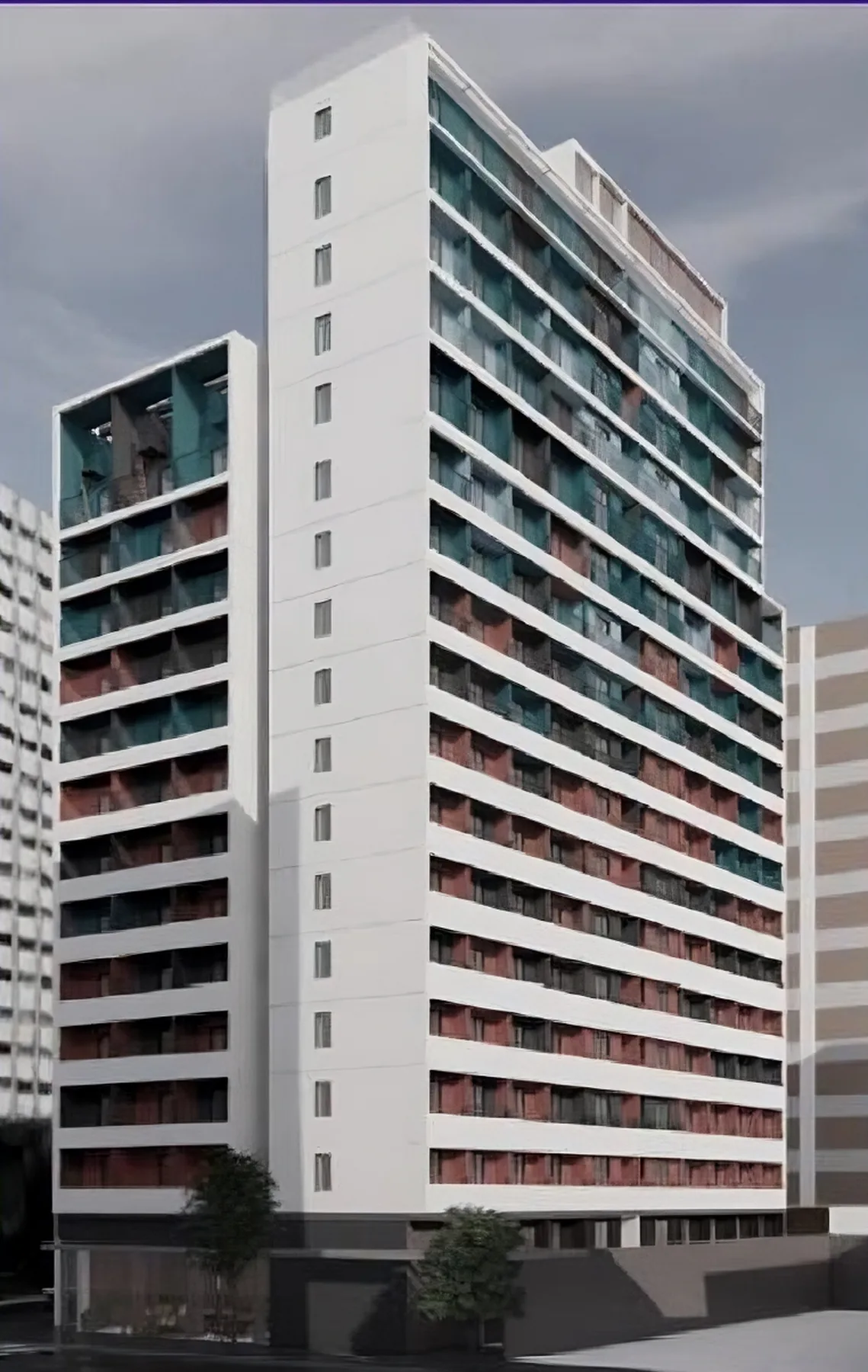 Fachada do Nurban Rua das Palmeiras, lançamento em Santa Cecília, São Paulo