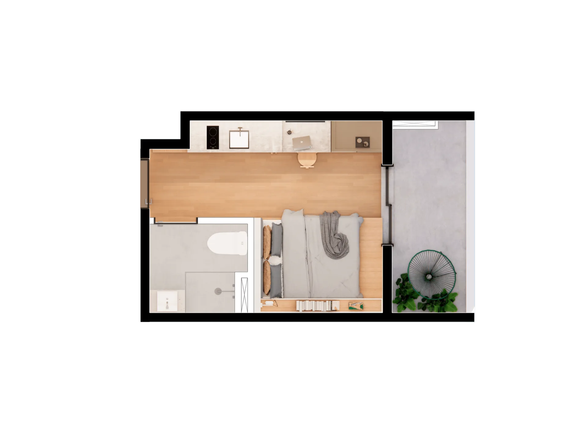 Planta do Nurban Rua das Palmeiras em Santa Cecília — 1 dormitório – 20,32 m² Studio