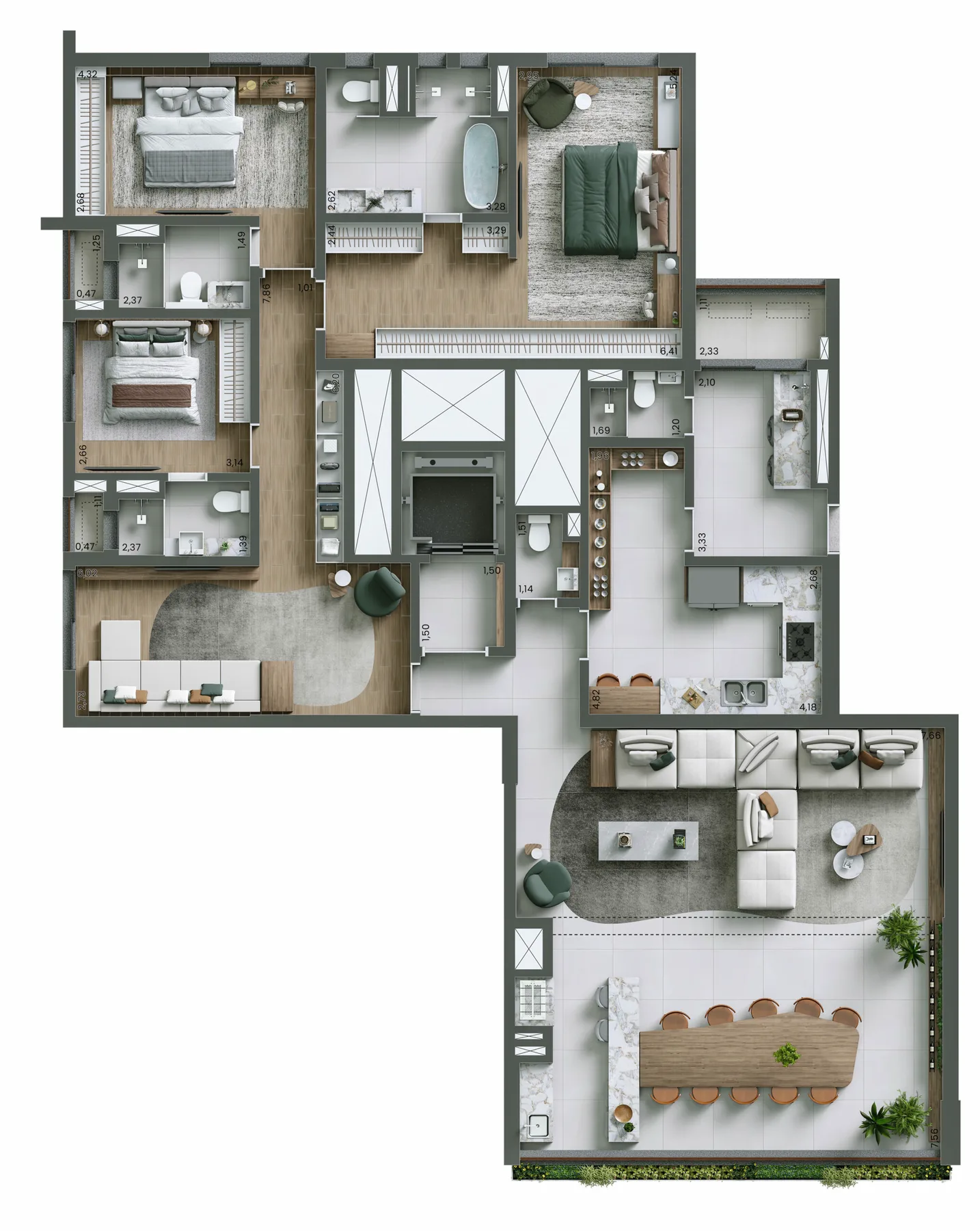 Planta do Nuv Moema em Moema — 4 dormitórios, 208 m²