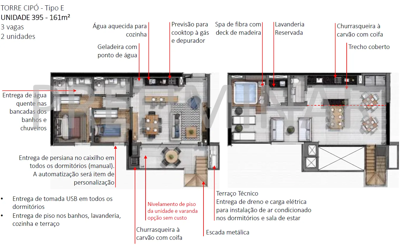 Planta do O Parque | Torre Cipó em Brooklin — 2 dormitórios, 161 m²