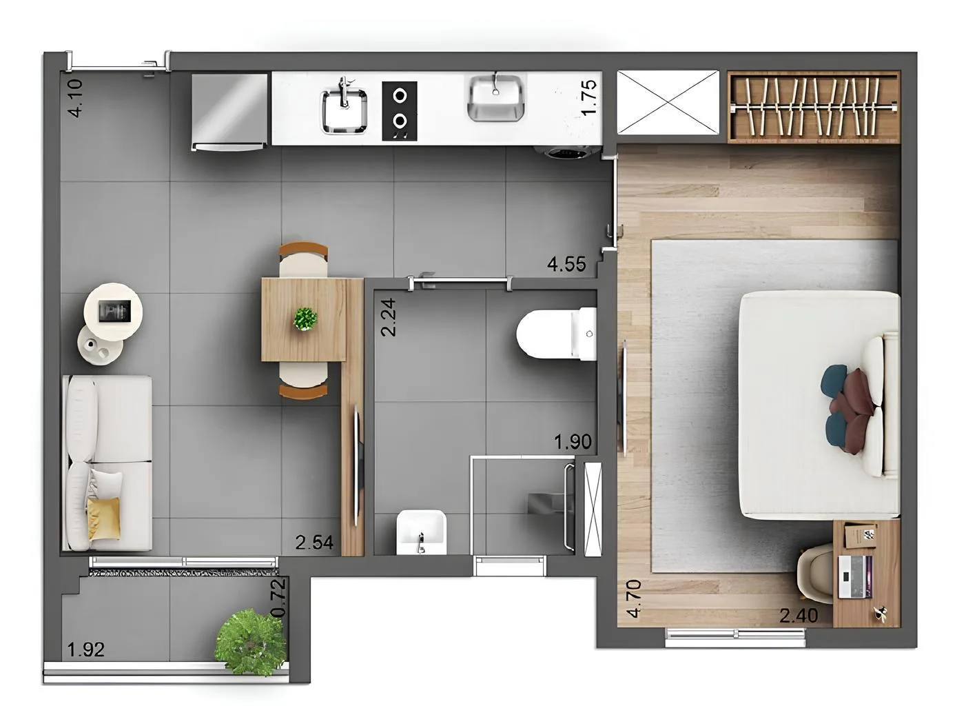 Planta do Oli Ipiranga em Ipiranga — 1 dormitório – 35 m²