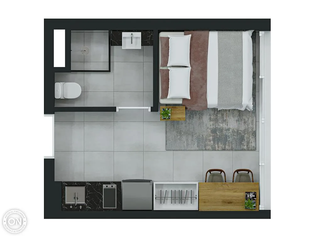Planta do ON Brooklin em Santo Amaro — studio de 17 m²