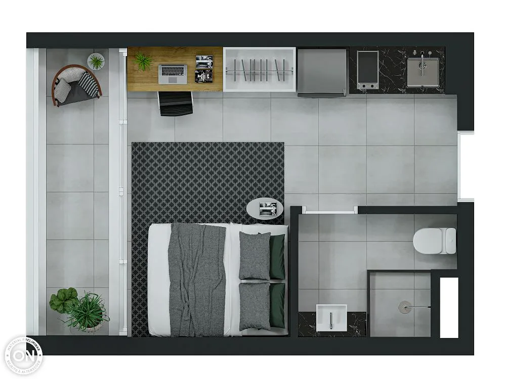Planta do ON Brooklin em Santo Amaro — studio de 21 m²