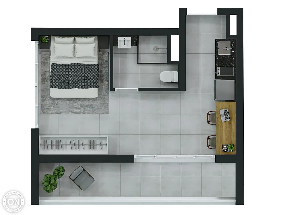 Planta do ON Brooklin em Santo Amaro — studio de 32 m²