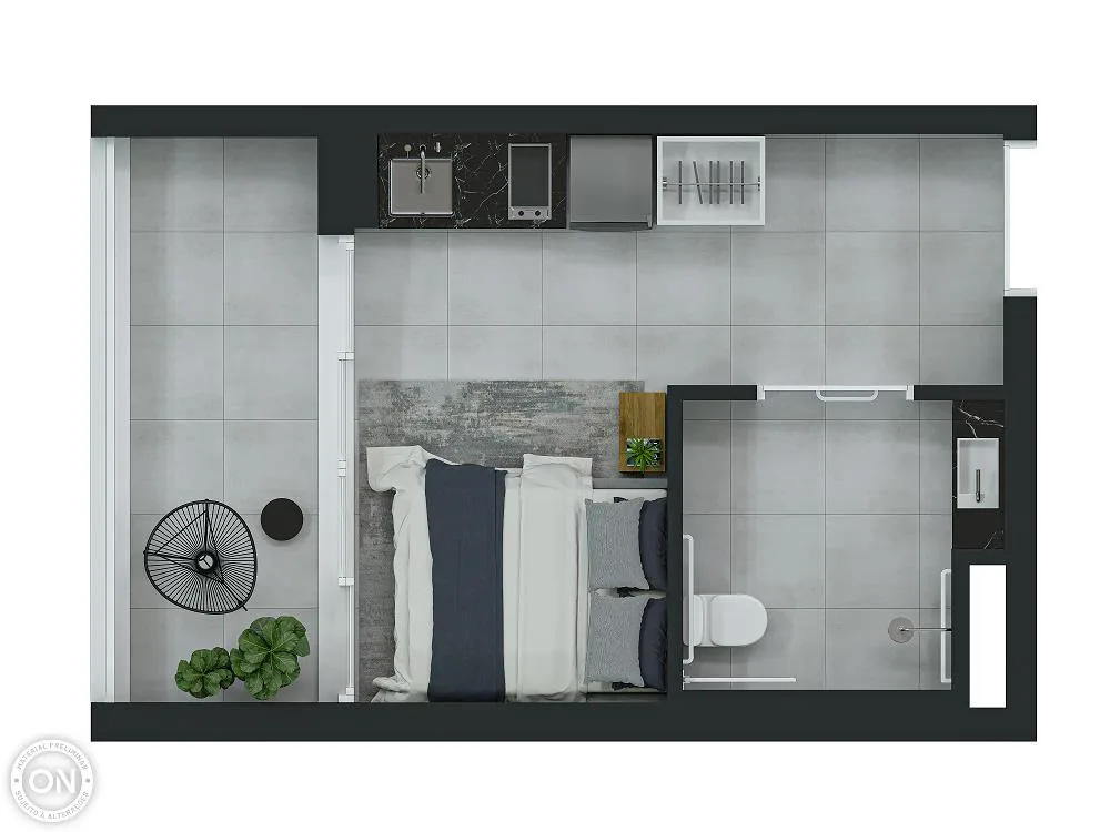 Planta do ON Brooklin em Santo Amaro — 1 dormitório – 22,93 m² Studio