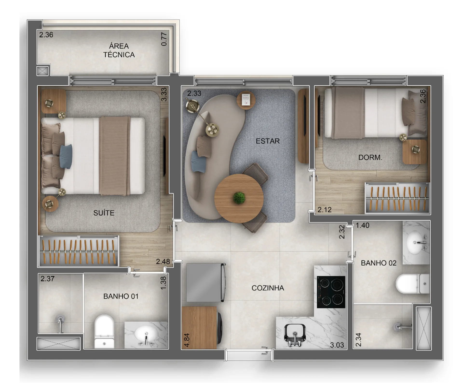 Planta do Orbya Vila Carrão by Diálogo Home Spaces em Vila Carrão — 2 dormitórios, 41 m²