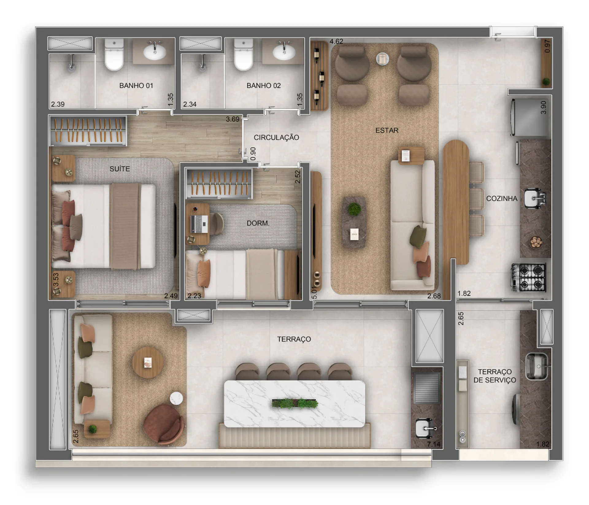 Planta do Orbya Vila Carrão by Diálogo em Vila Carrão — 2 dormitórios, 79 m²