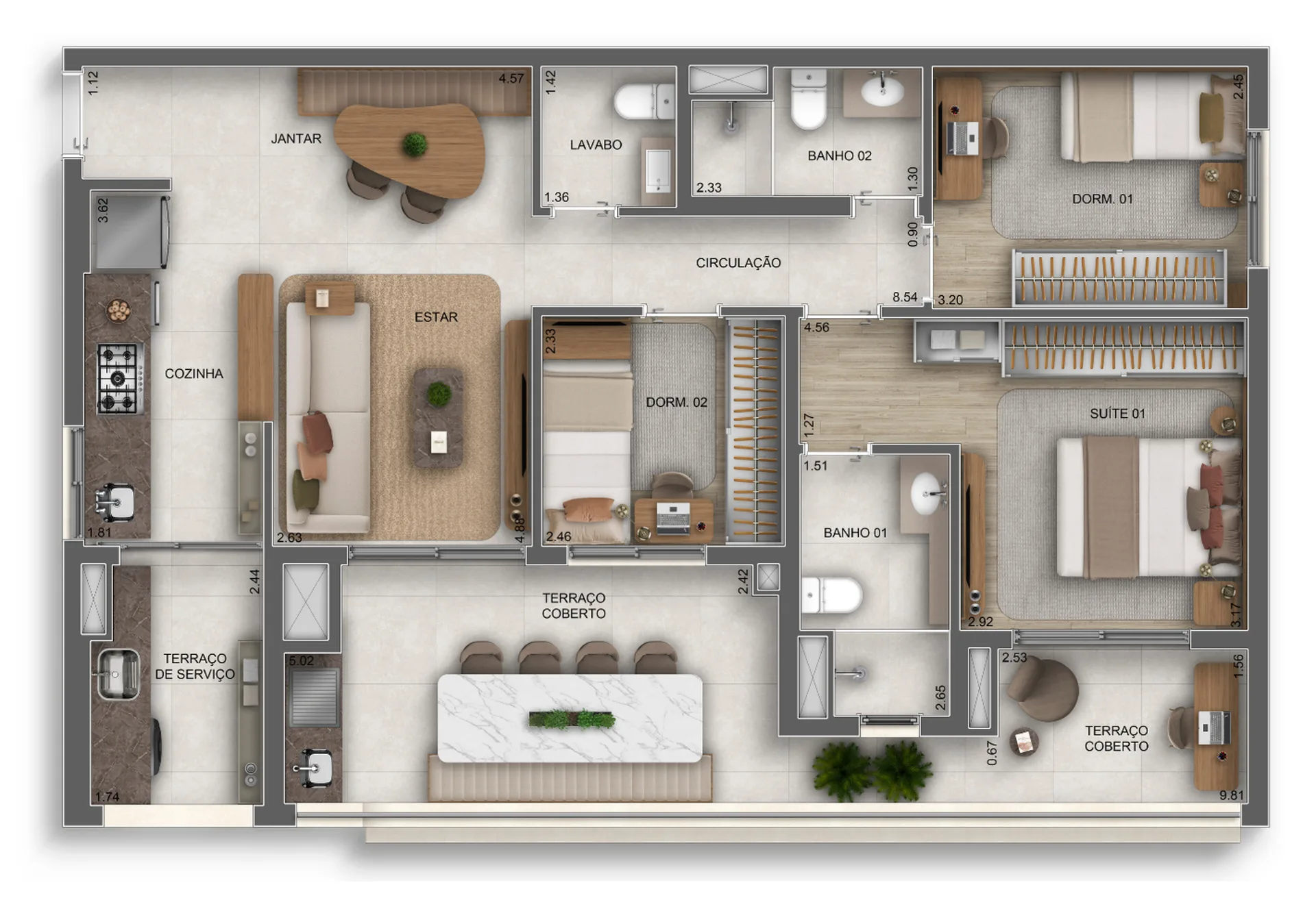 Planta do Orbya Vila Carrão by Diálogo em Vila Carrão — 3 dormitórios, 95 m²