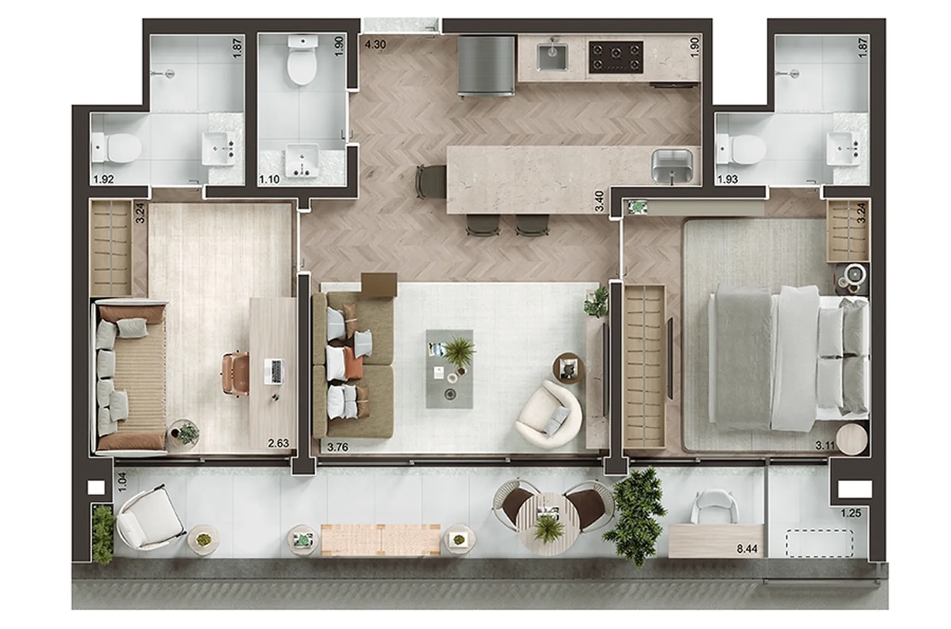 Planta do Organic by Paulo Mauro em Perdizes — 2 dormitórios, 69,34 m²
