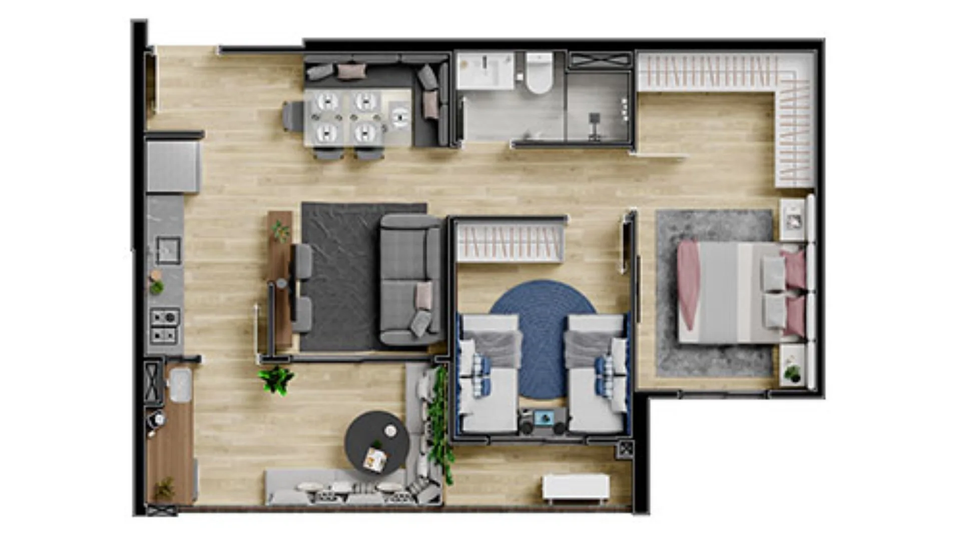 Planta do Origem Freguesia do Ó em Freguesia do Ó — 2 dormitórios, 57,75 m²