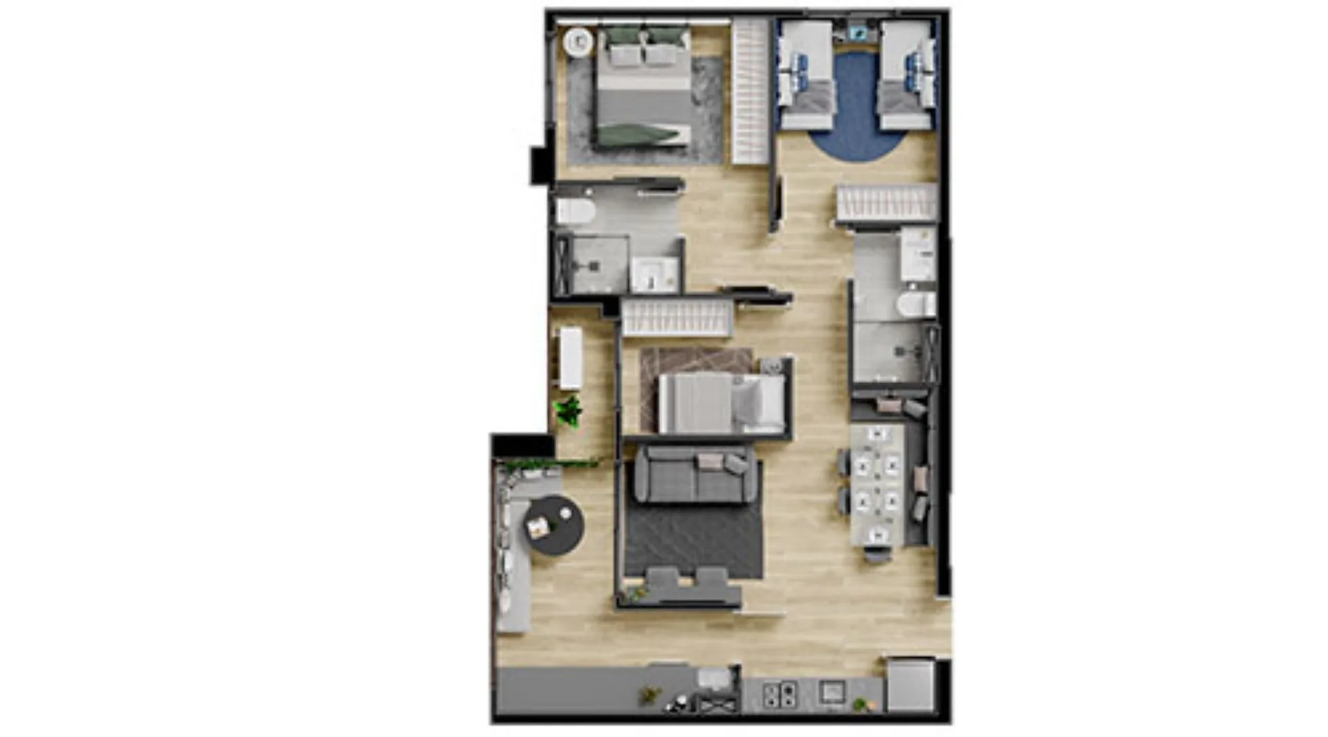 Planta do Origem Freguesia do Ó em Freguesia do Ó — 3 dormitórios, 66,38 m²