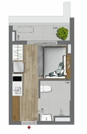 Planta do Oriz by Plano&Plano em Campo Belo — 1 dormitório – 22 m² Studio