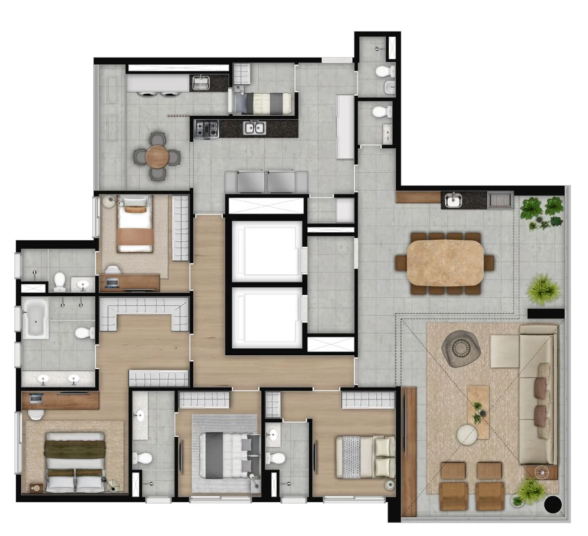 Planta do Oscar Freire Unlimited em Pinheiros — 4 dormitórios, 220 m²