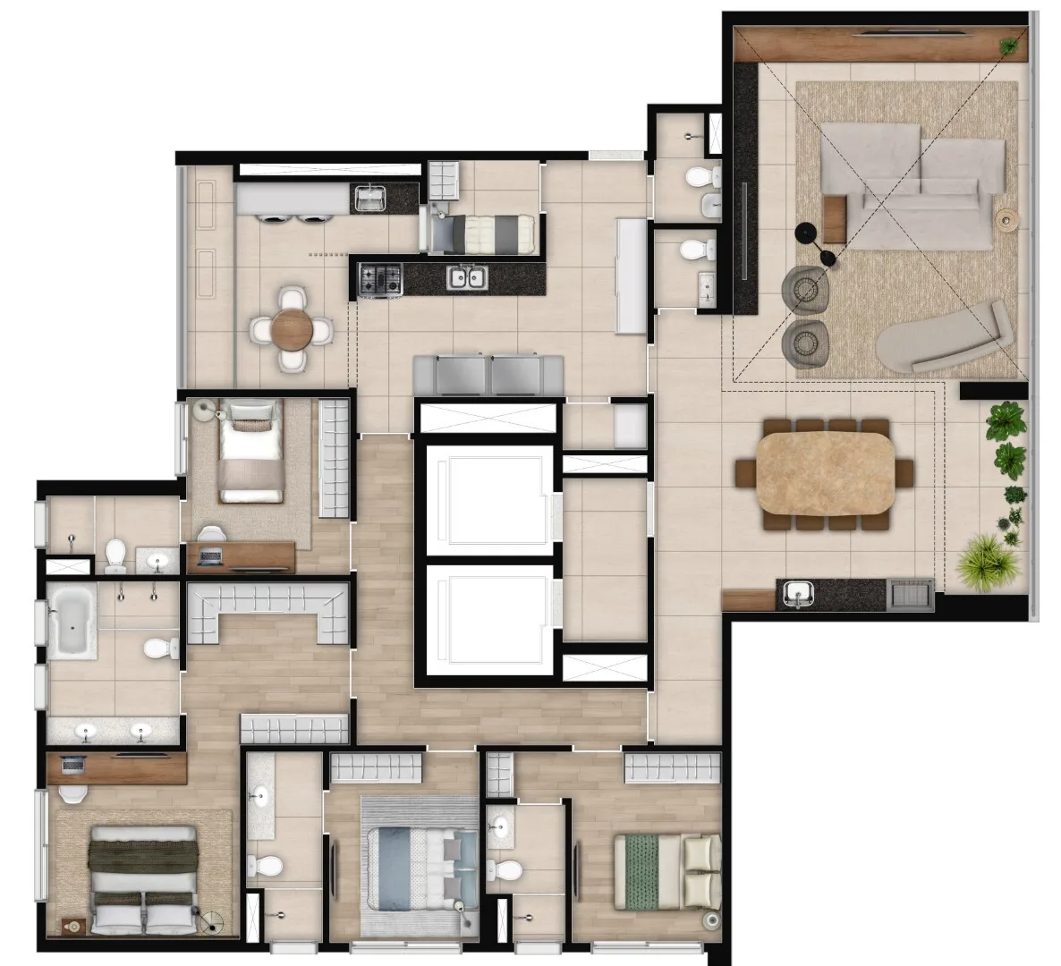 Planta do Oscar Freire Unlimited em Pinheiros — 4 dormitórios, 220 m²