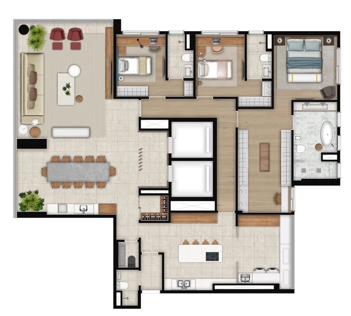 Planta do Oscar Freire Unlimited em Pinheiros — 3 dormitórios, 220 m² (opção)