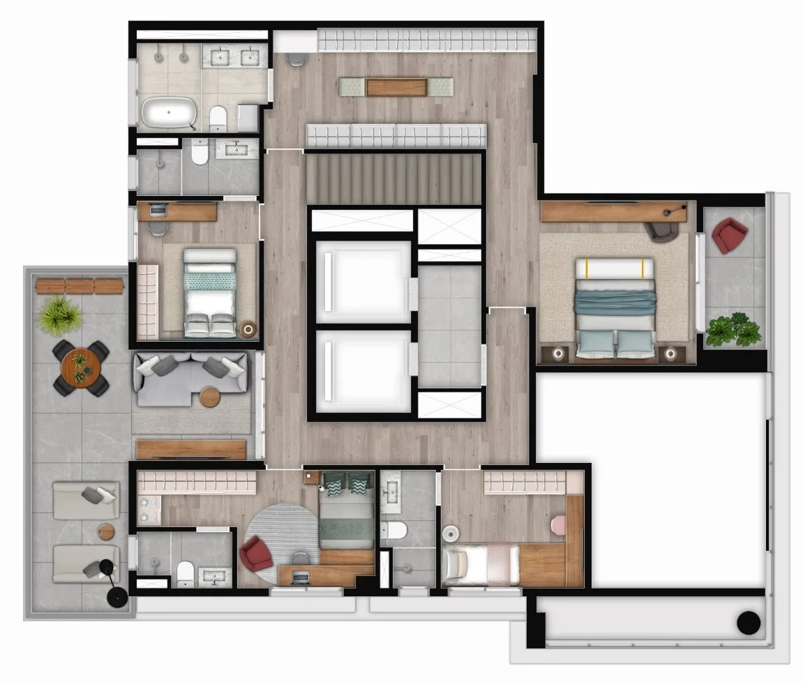Planta do Oscar Freire Unlimited em Pinheiros — 4 dormitórios, 402 m²