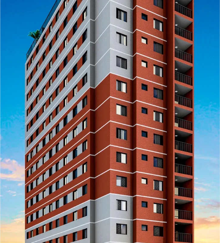 Fachada do Ousy Santa Cecília, lançamento em Santa Cecília, São Paulo