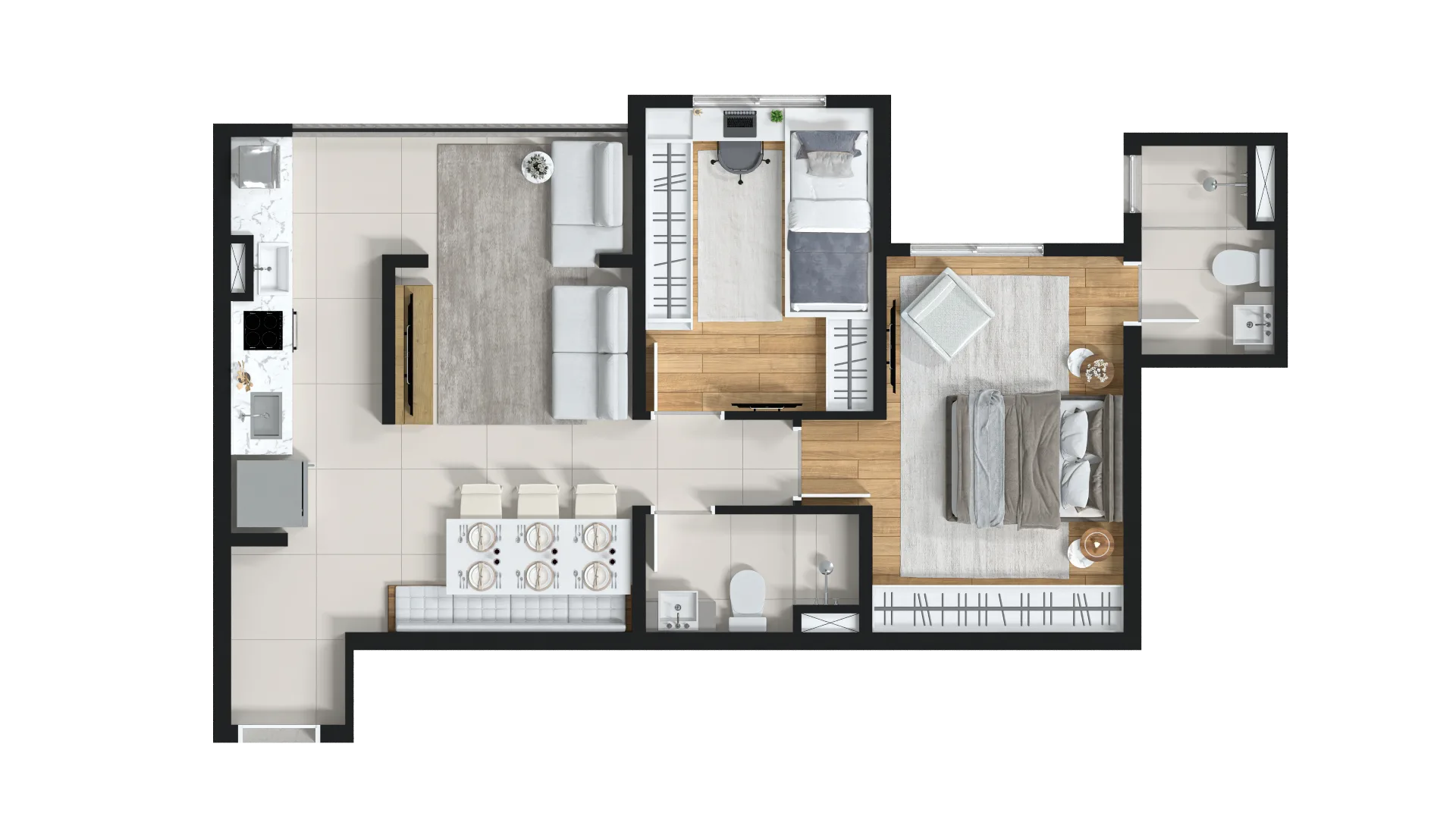Planta do Palatium Ipiranga em Ipiranga — 2 dormitórios, 56 m²